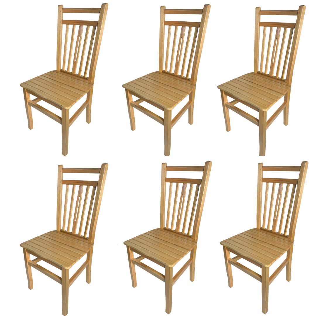 6 Cadeiras Pequin De Madeira Para Sala De Jantar E Cozinha