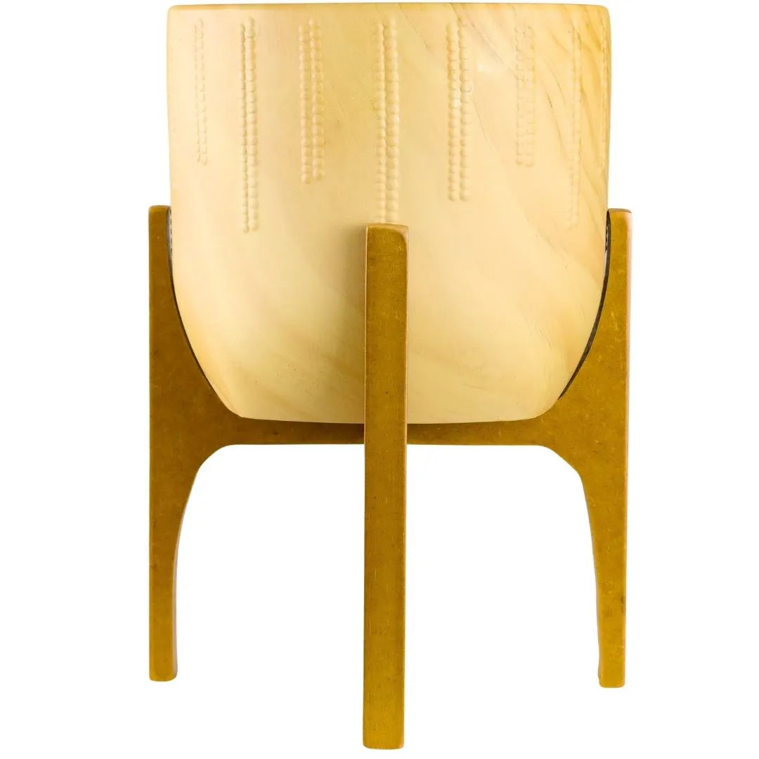 Vaso Cachepot Linha Genebra com Suporte de Madeira Alto