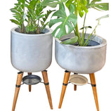 Kit Vaso + Bacia Linha Doha com Tripé de Madeira