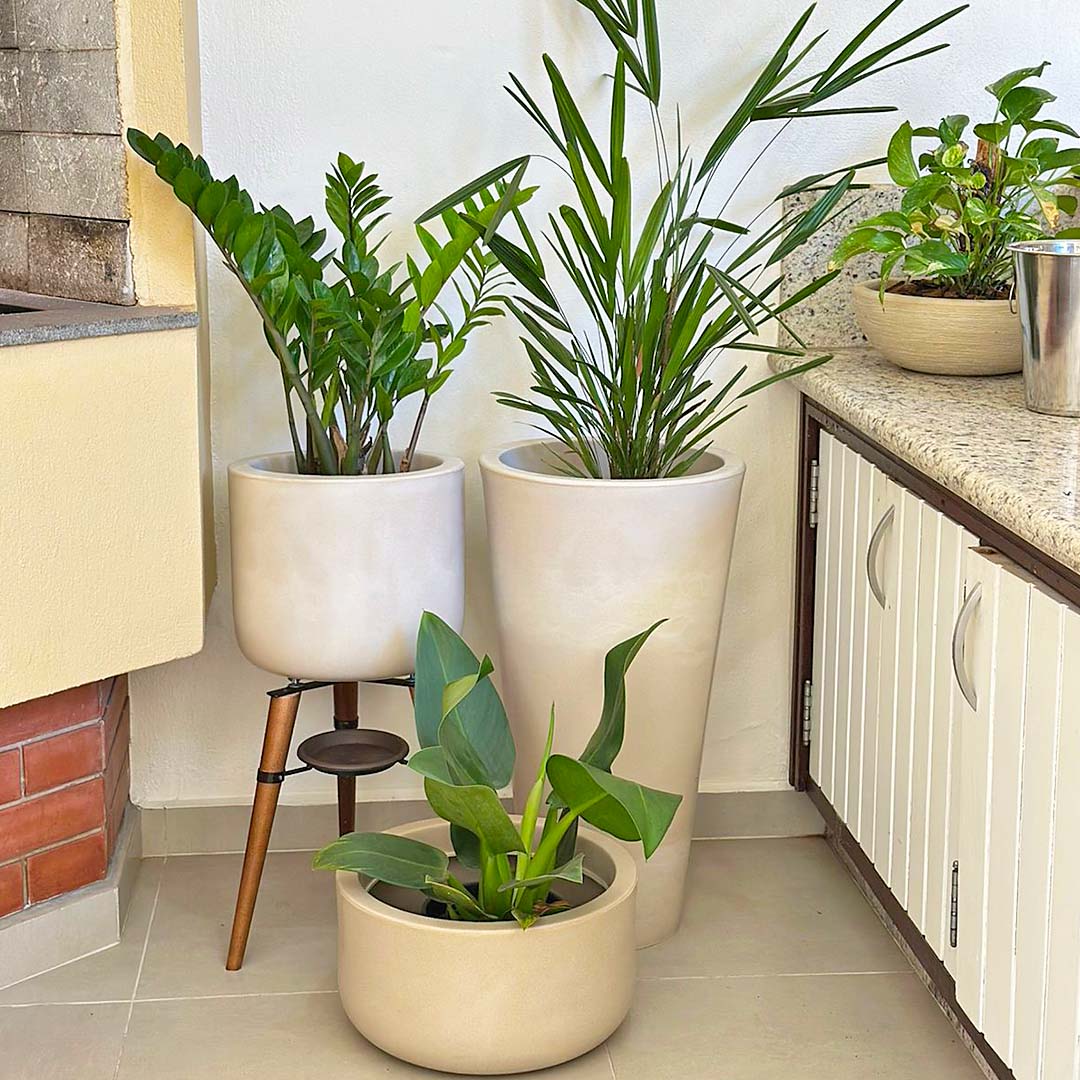 Kit 3 Vasos Cônico + Doha para Decoração Externa