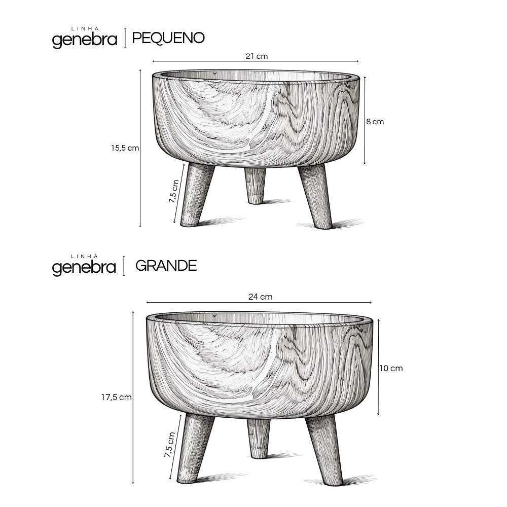 Kit 2 Vasos Bacia Linha Genebra com Tripé de Madeira
