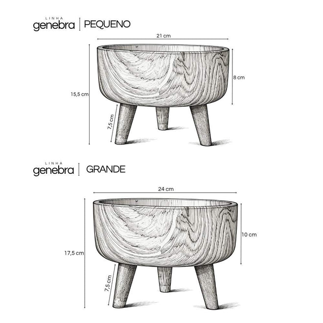 Kit 2 Vasos Bacia Linha Genebra com Tripé de Madeira