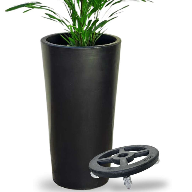Kit Vaso Damasco Brilhante + Suporte com Rodinhas