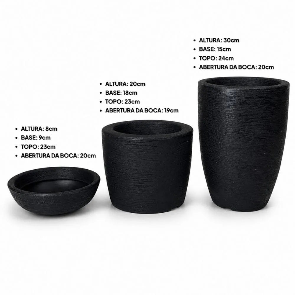 Kit 3 Vasos Texturizados Pequenos