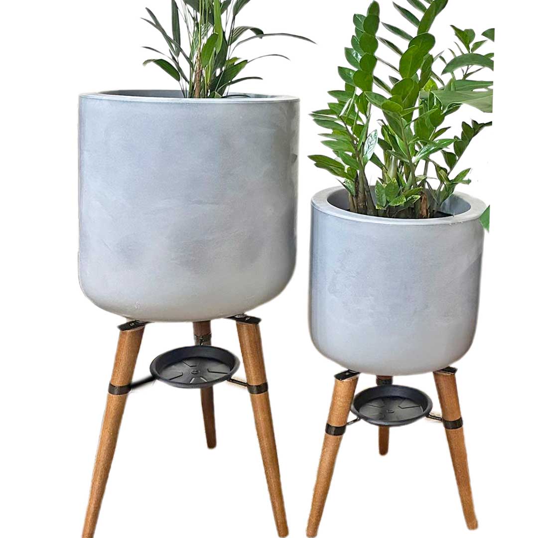 Kit 2 Vasos Linha Doha com Tripé de Madeira