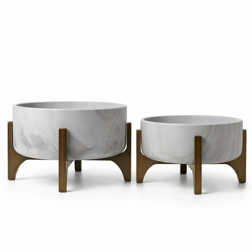 Kit 2 Vasos Bacia Linha Genebra com Suporte de Madeira