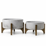 Kit 2 Vasos Bacia Linha Genebra com Suporte de Madeira