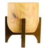 Vaso Cachepot Linha Genebra com Suporte de Madeira Baixo