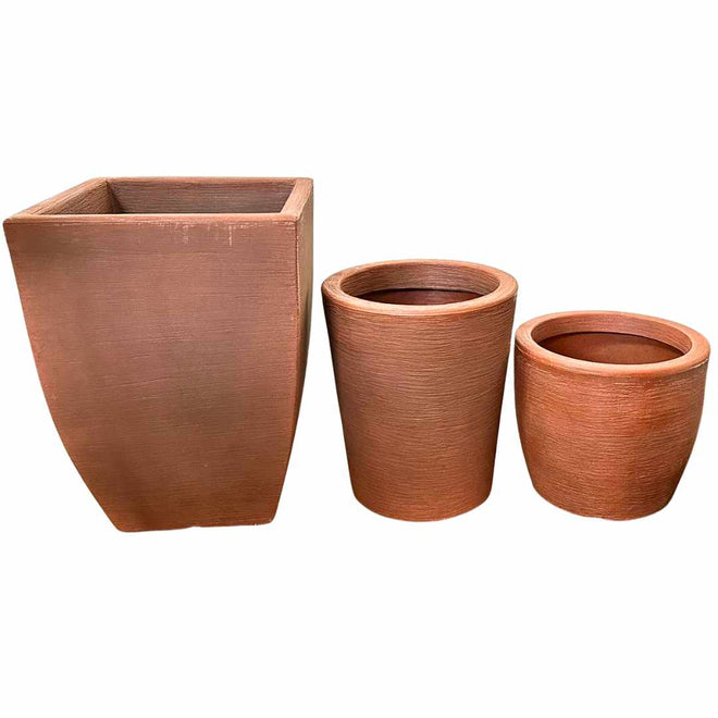 Kit 3 Vasos Texturizados Médios - Verde Garden