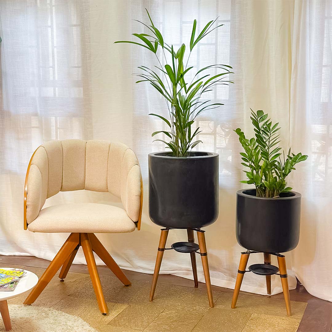 Kit 2 Vasos Linha Doha com Tripé de Madeira