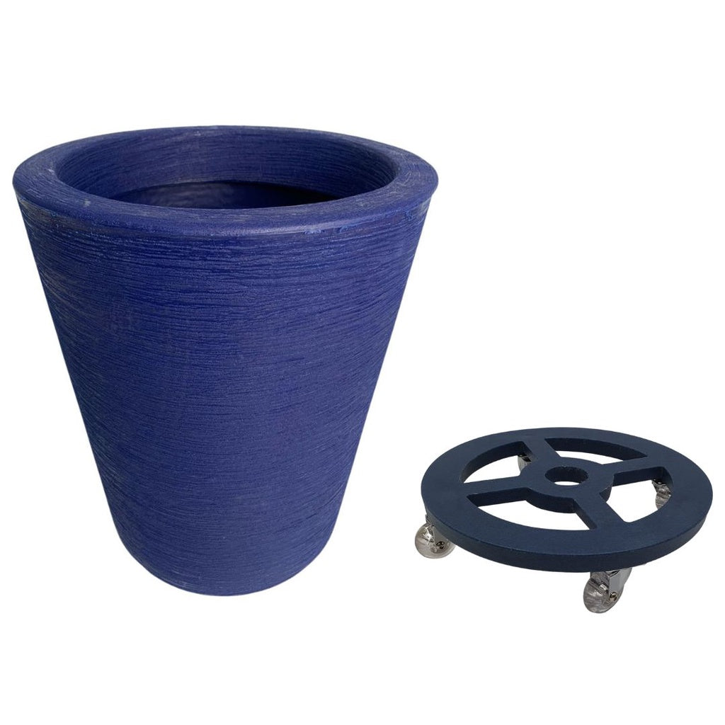 Kit Vaso em Polietileno 38x33cm + Suporte com Rodas