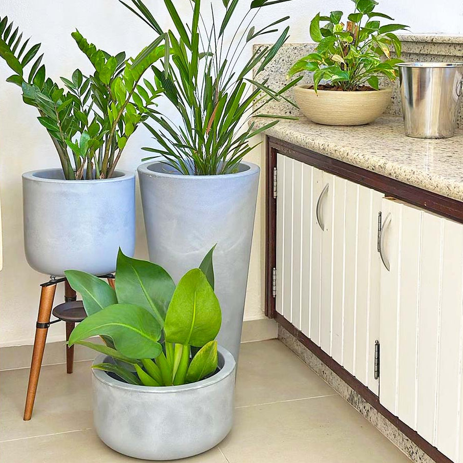 Kit 3 Vasos Cônico + Doha para Decoração Externa