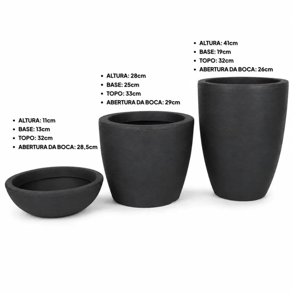 Kit 3 Vasos Texturizados Médios