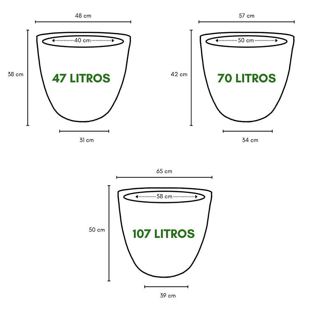 Vaso Berlim Texturizado em Polietileno - Tamanhos Grandes