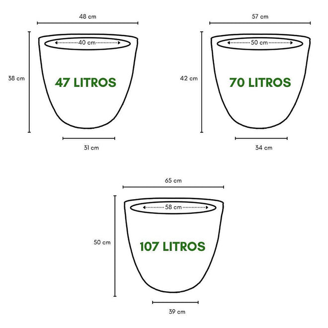 Vaso Berlim Texturizado em Polietileno - Tamanhos Grandes
