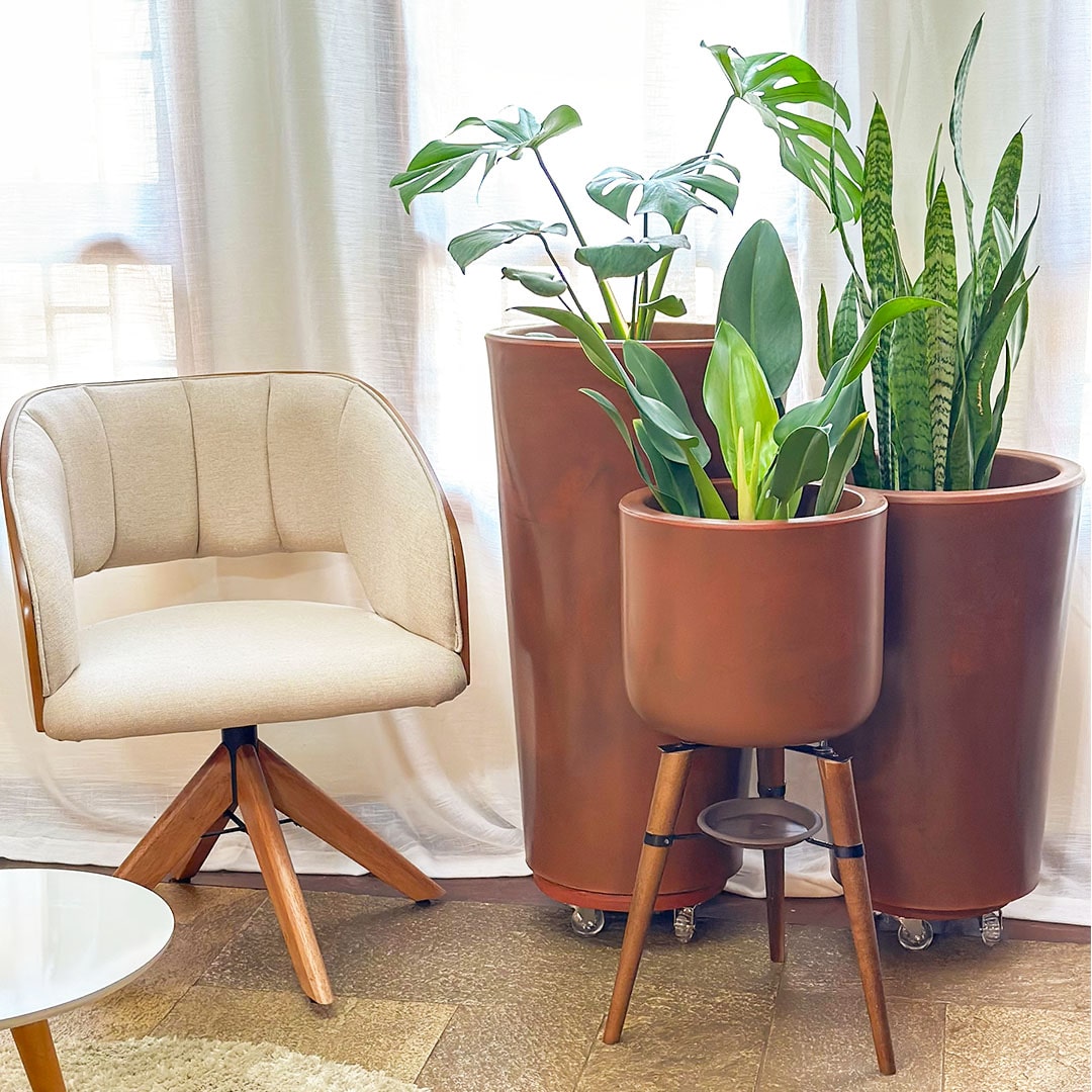 Kit 3 Vasos Linha Damasco em Polietileno