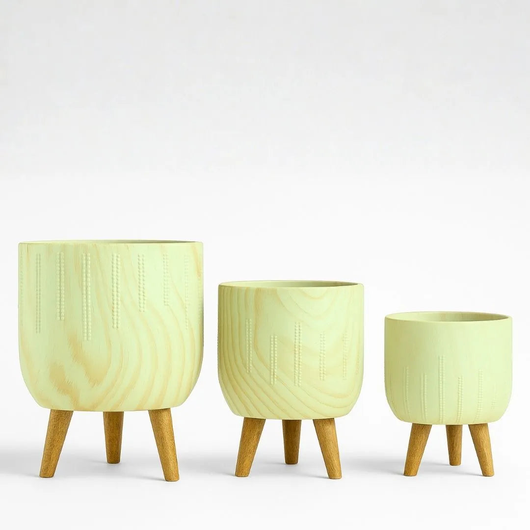 Vaso Cachepot Linha Genebra com Tripé de Madeira