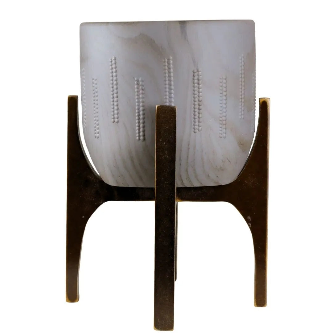 Vaso Cachepot Linha Genebra com Suporte de Madeira Alto