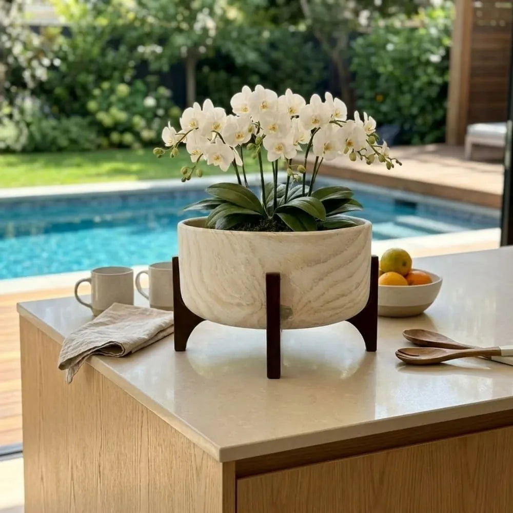 Vaso Bacia Linha Genebra com Suporte de Madeira