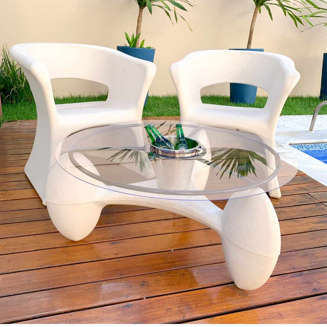 2 Cadeiras e Mesa Decoração Jardim Varanda Kit Copacabana