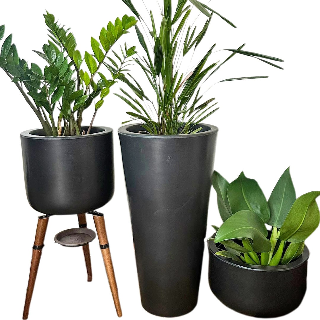 Kit 3 Vasos Cônico + Doha para Decoração Externa