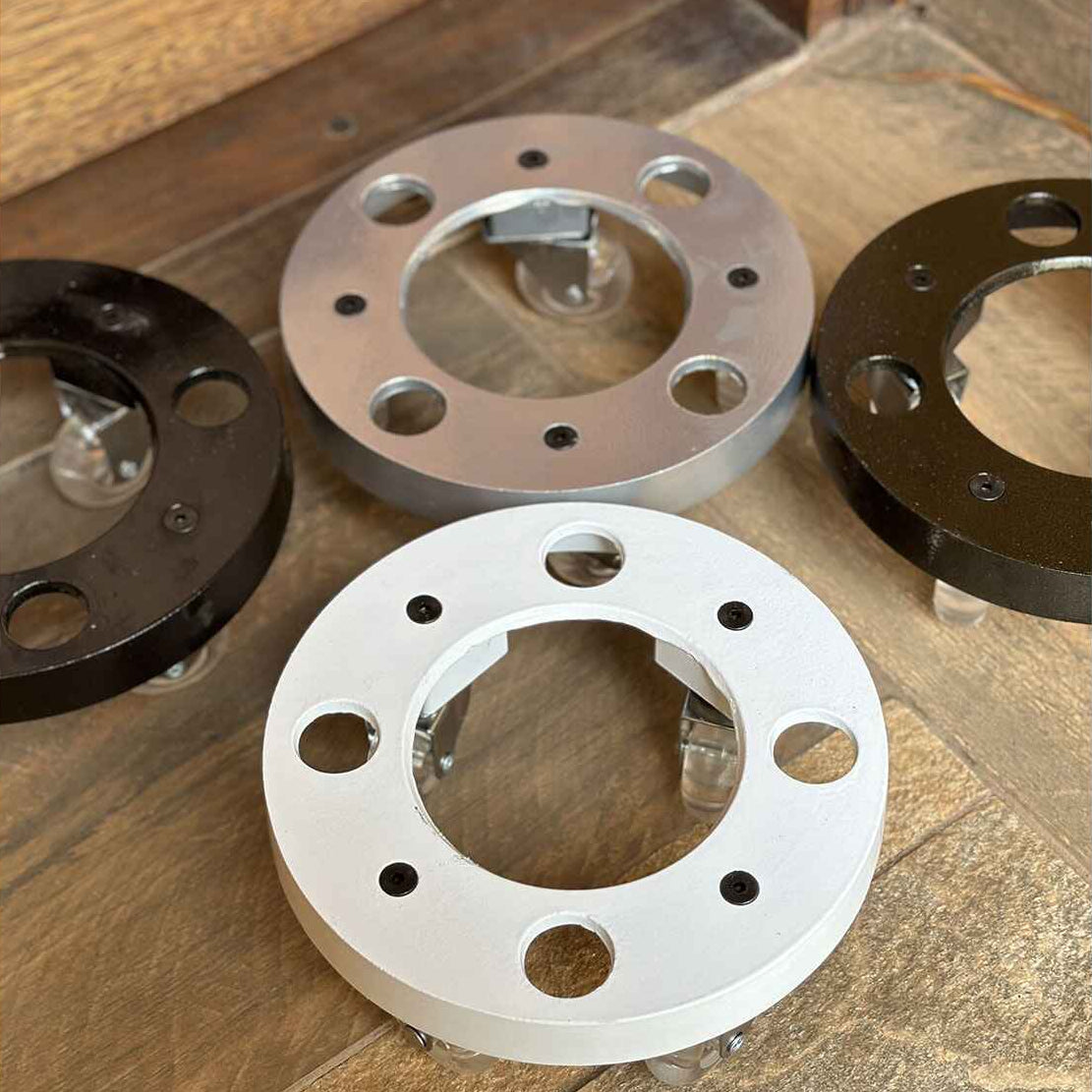 Suporte de Alumínio com Rodas de Silicone para Vasos Redondos