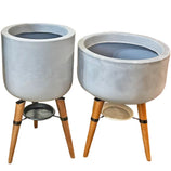 Kit Vaso + Bacia Linha Doha com Tripé de Madeira