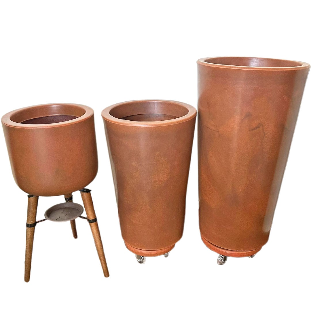 Kit 3 Vasos Linha Damasco em Polietileno