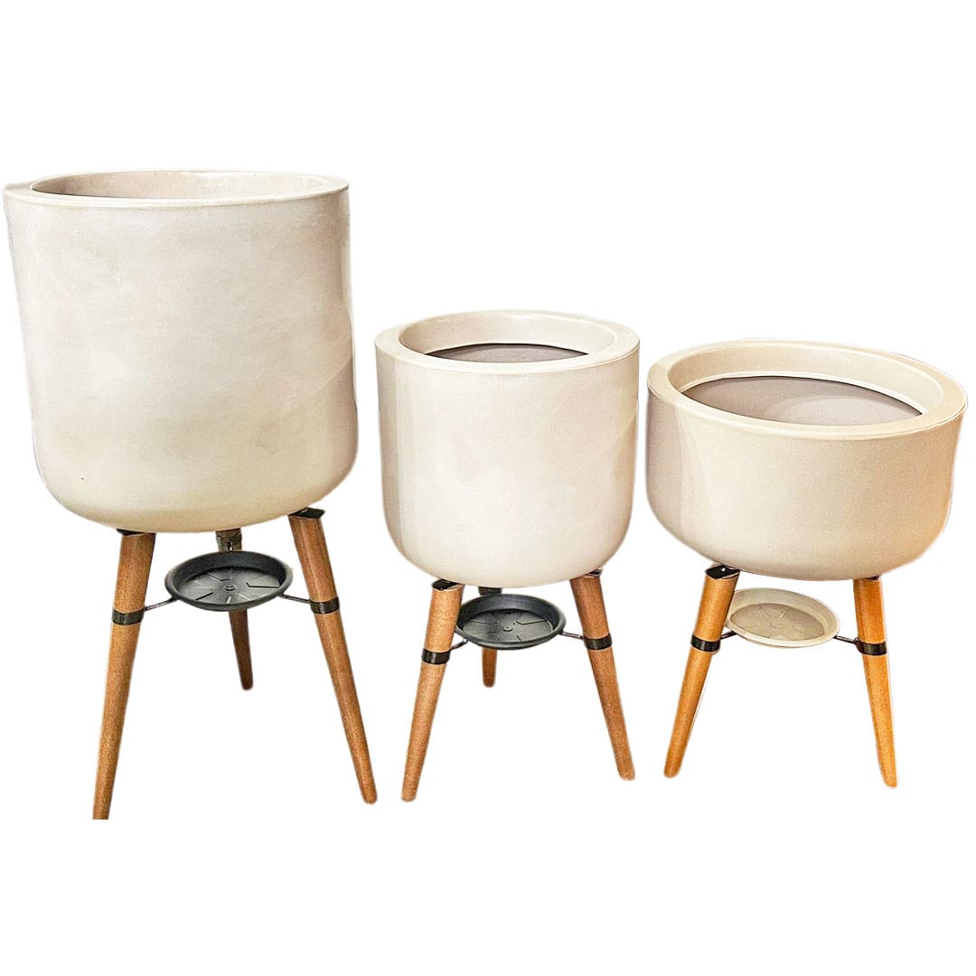 Kit 3 Vasos Linha Doha com Tripé de Madeira