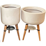 Kit Vaso + Bacia Linha Doha com Tripé de Madeira
