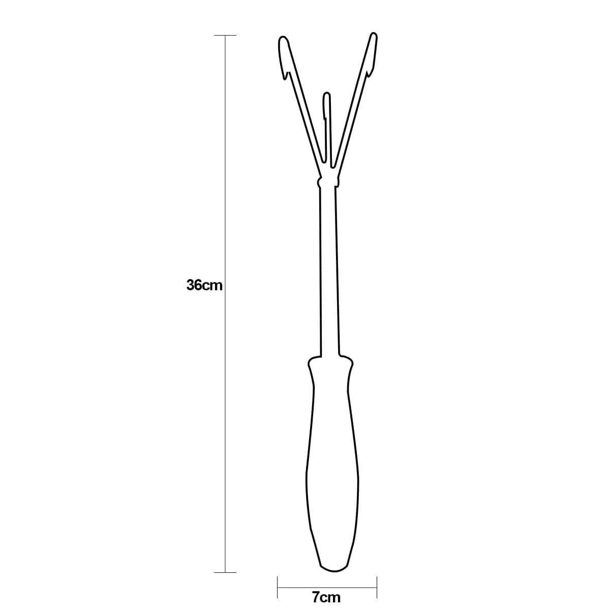 Ancinho de Mão 3 Dentes em Aço com Cabo Plástico Emborrachado 36cm