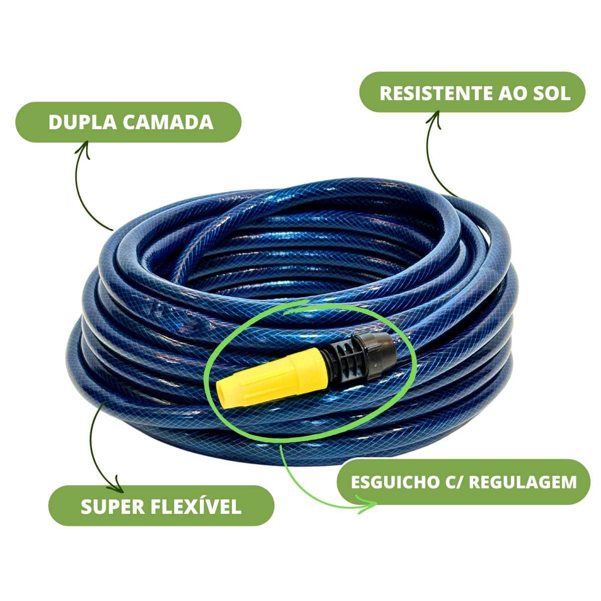 Mangueira de Jardim 1/2" Trançada com Esguicho PVC