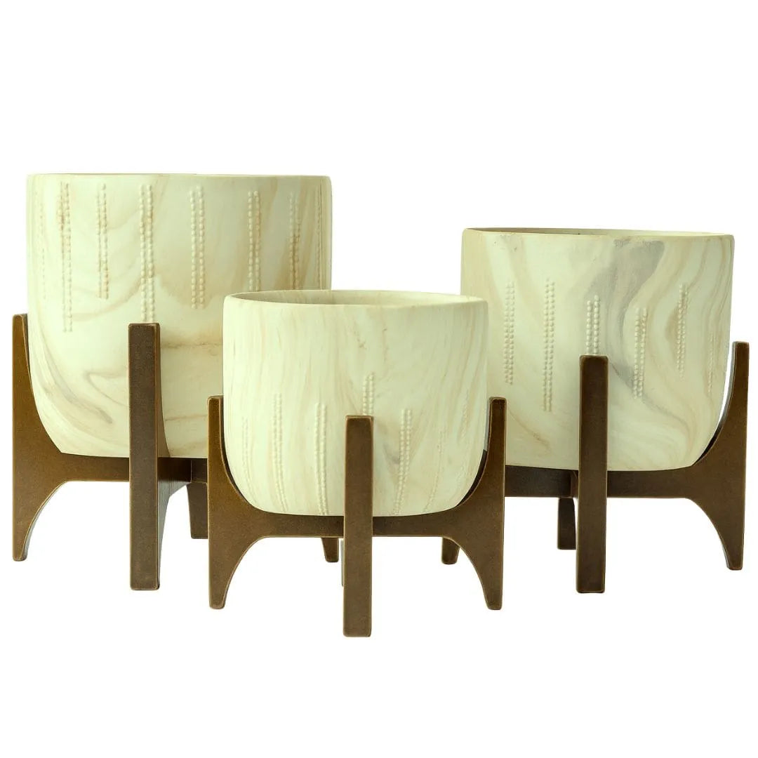 Kit 3 Vasos Genebra com Suporte de Madeira Baixo