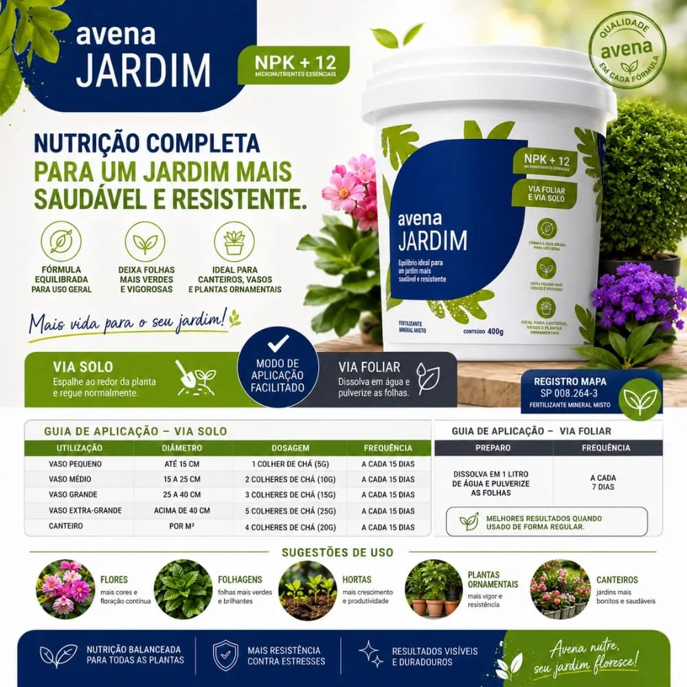Adubo  Para Plantas Fertilizante Avena Jardim 400g