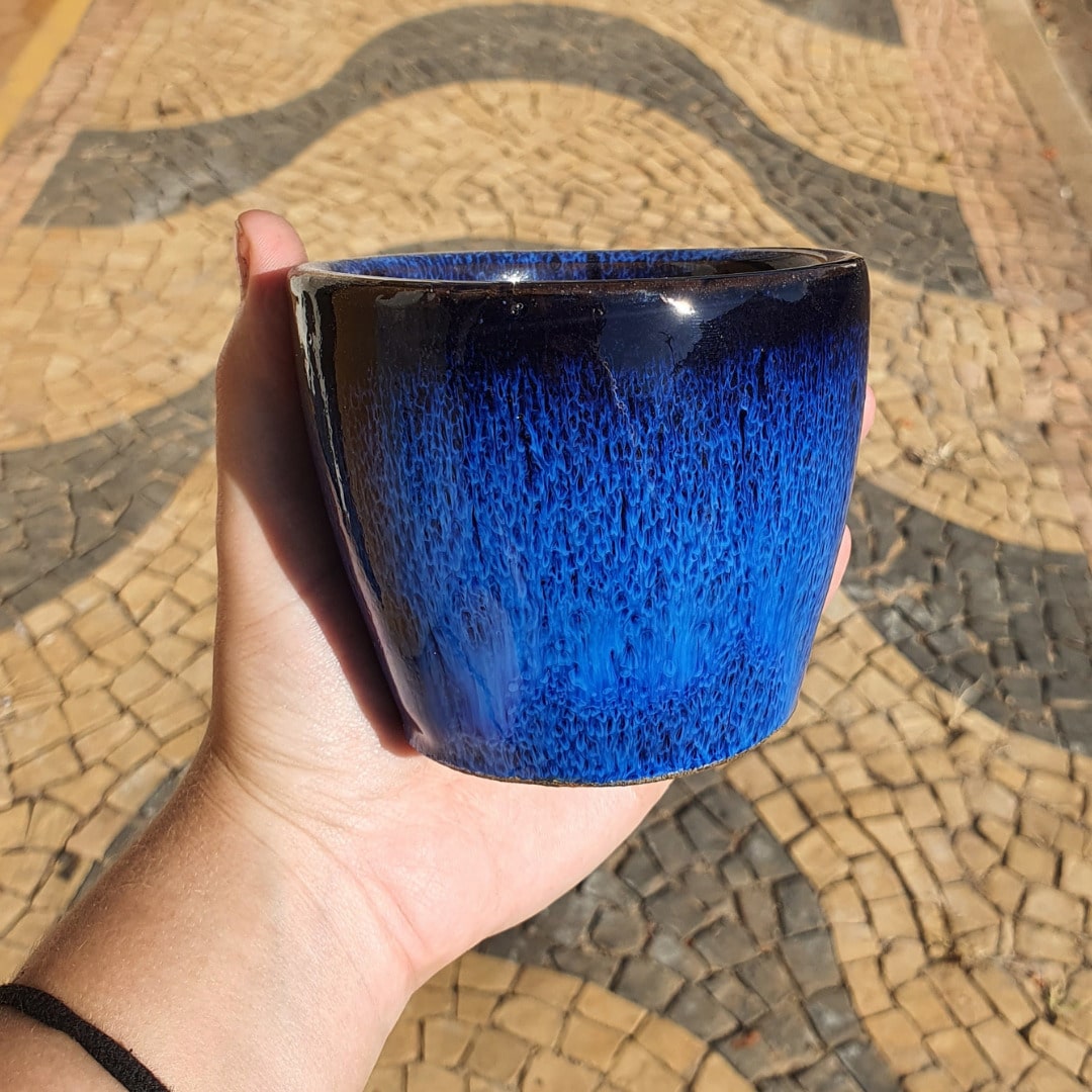 Vaso Cachepot de Cerâmica Esmaltado Brilhante