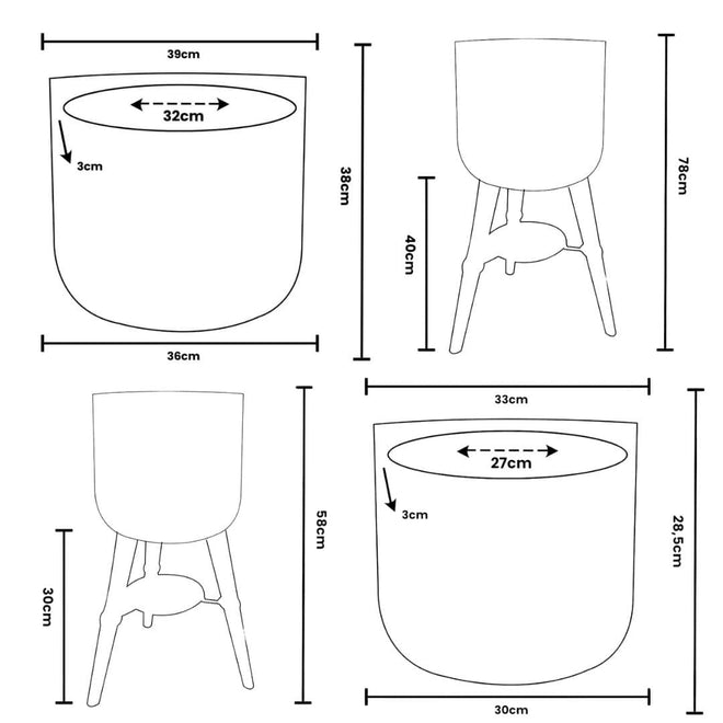 Kit Com 3 Vasos de Luxo Para Planta Decoração Apartamento