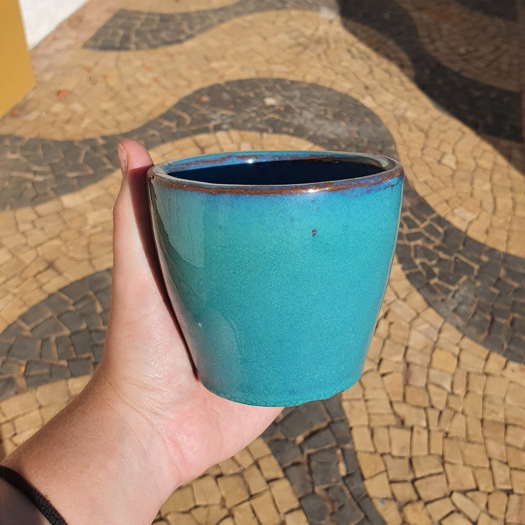 Vaso Cachepot de Cerâmica Esmaltado Brilhante