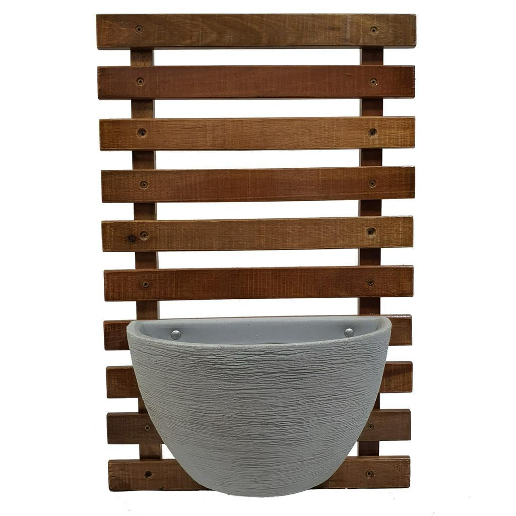 Painel de Madeira com Vaso para Jardim Vertical