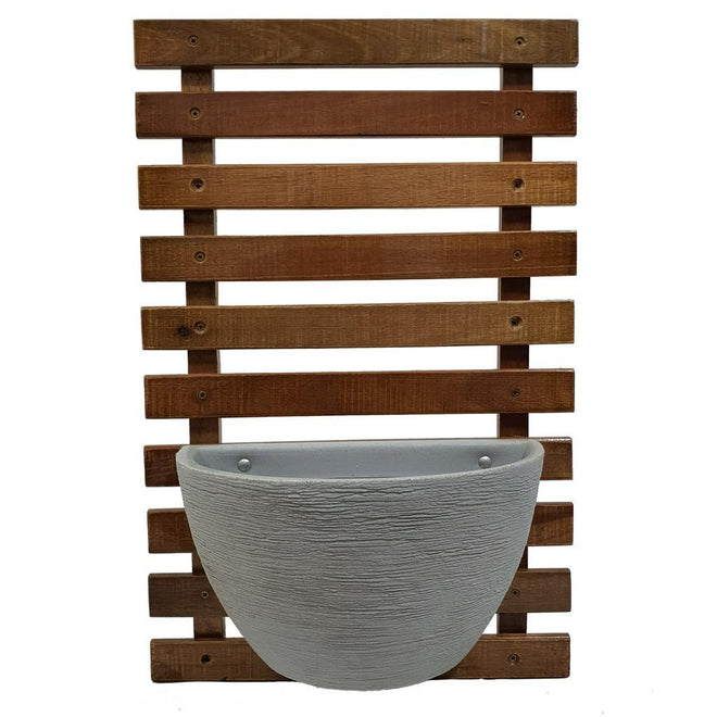 Painel de Madeira com Vaso para Jardim Vertical