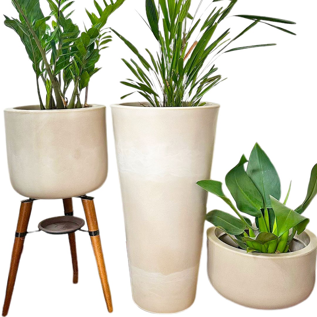 Kit 3 Vasos Cônico + Doha para Decoração Externa