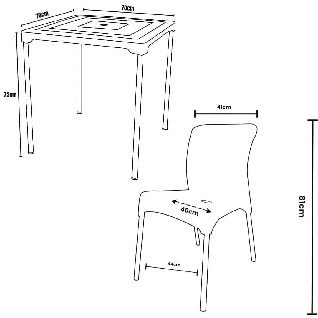 Kit Mesa com 4 Cadeiras - Sec Line da Injeplastec