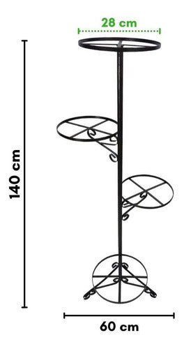 Suporte de Chão em Ferro para 4 Vasos 60x140cm