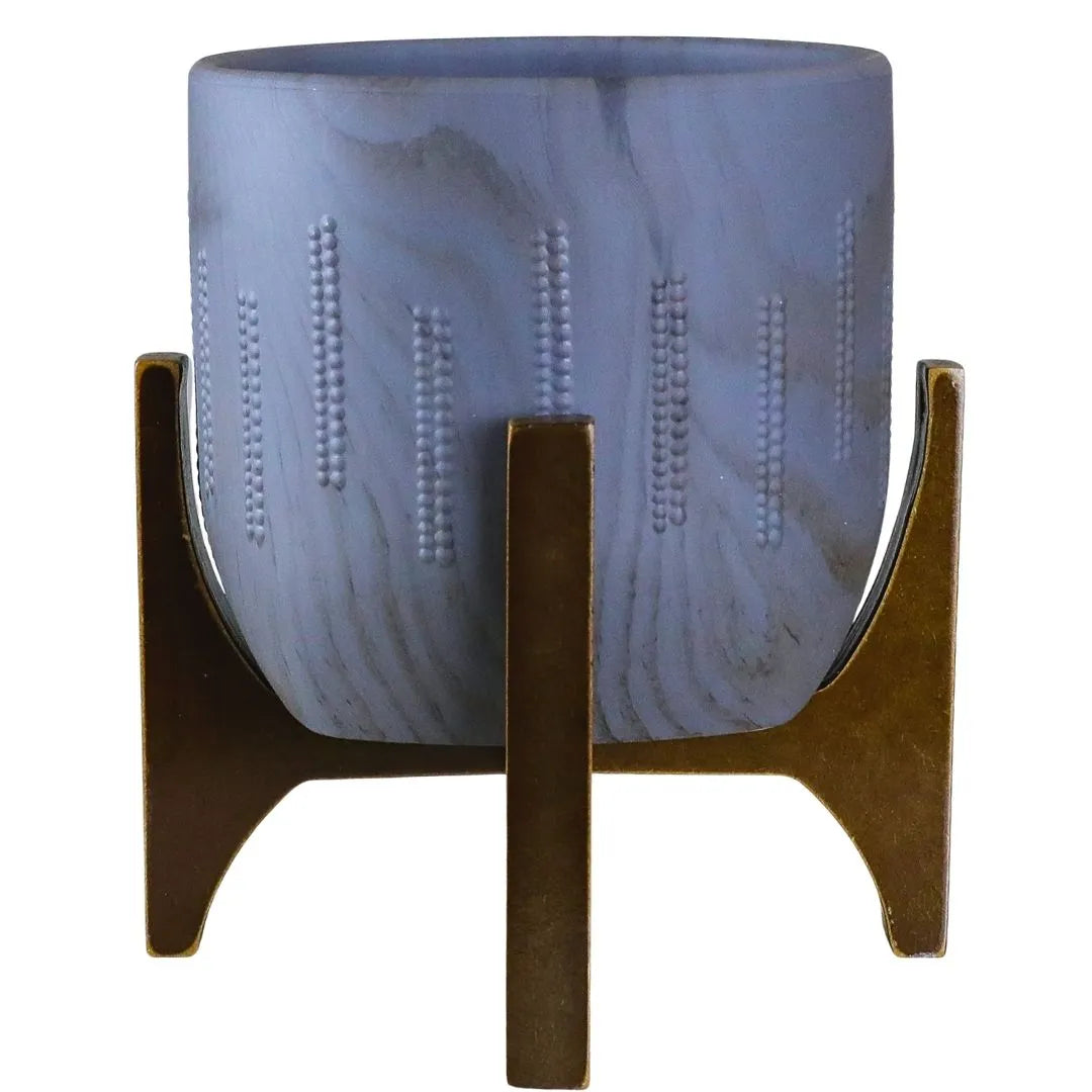 Vaso Cachepot Linha Genebra com Suporte de Madeira Baixo