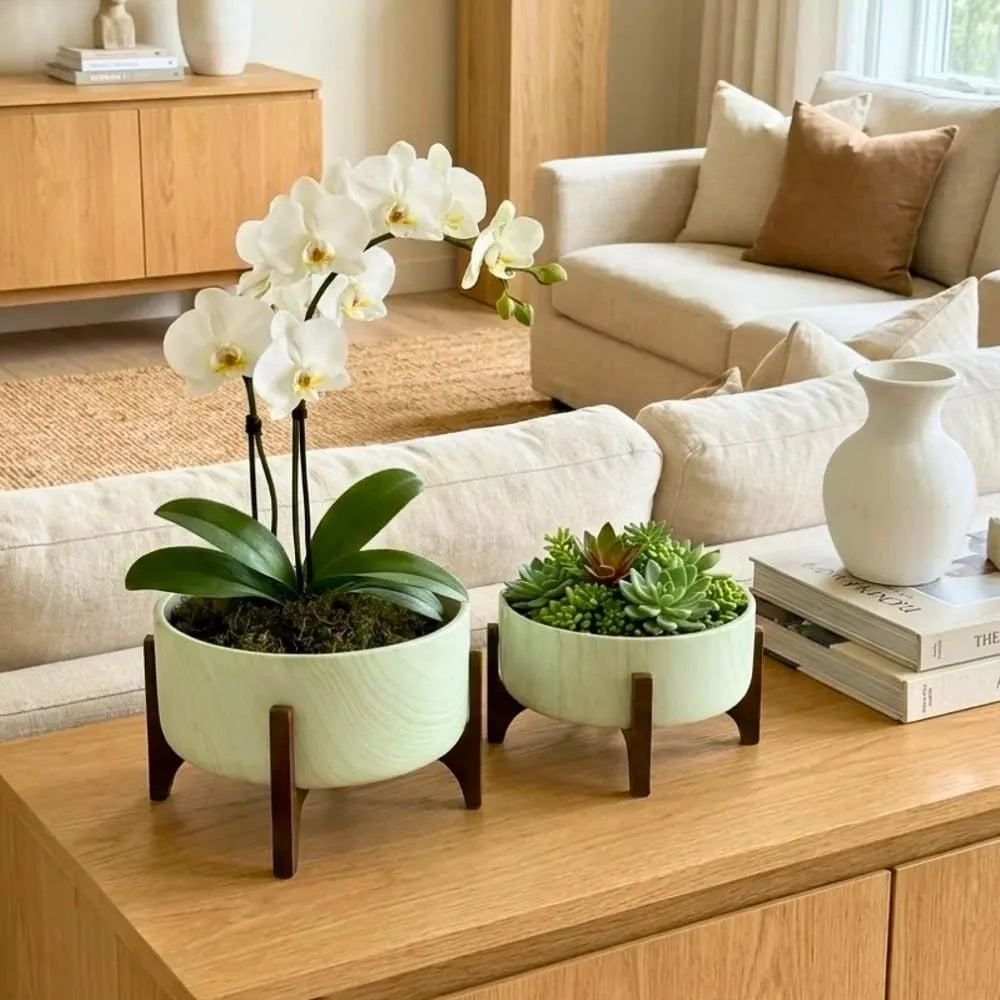 Kit 2 Vasos Bacia Linha Genebra com Suporte de Madeira