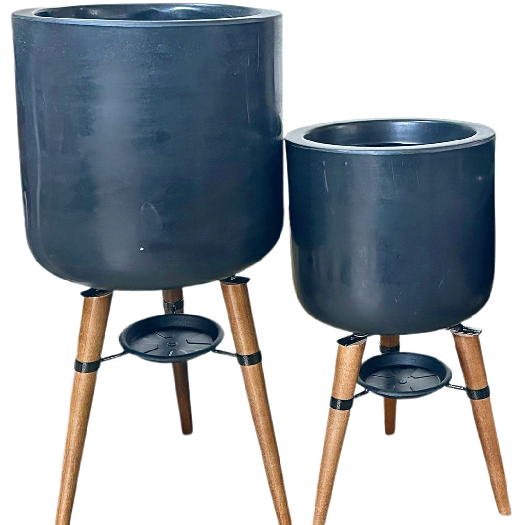 Kit 2 Vasos Linha Doha com Tripé de Madeira