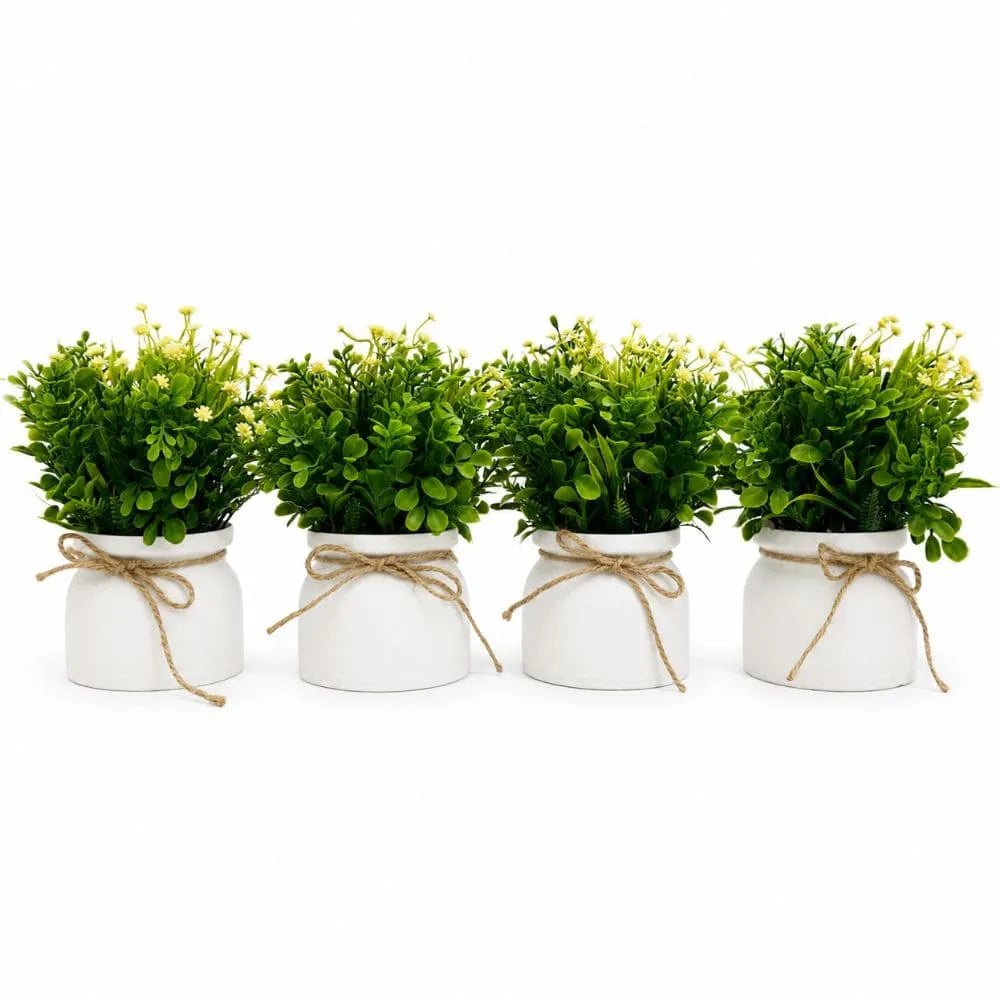 Kit 4 Vasos Decorativos com Flor Artificial