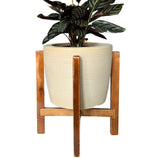 Kit Vaso Decorativo em Polietileno + Suporte de Madeira Rústica