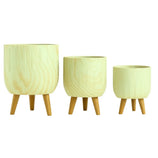 Kit 3 Vasos Genebra em Cerâmica com Tripé de Madeira