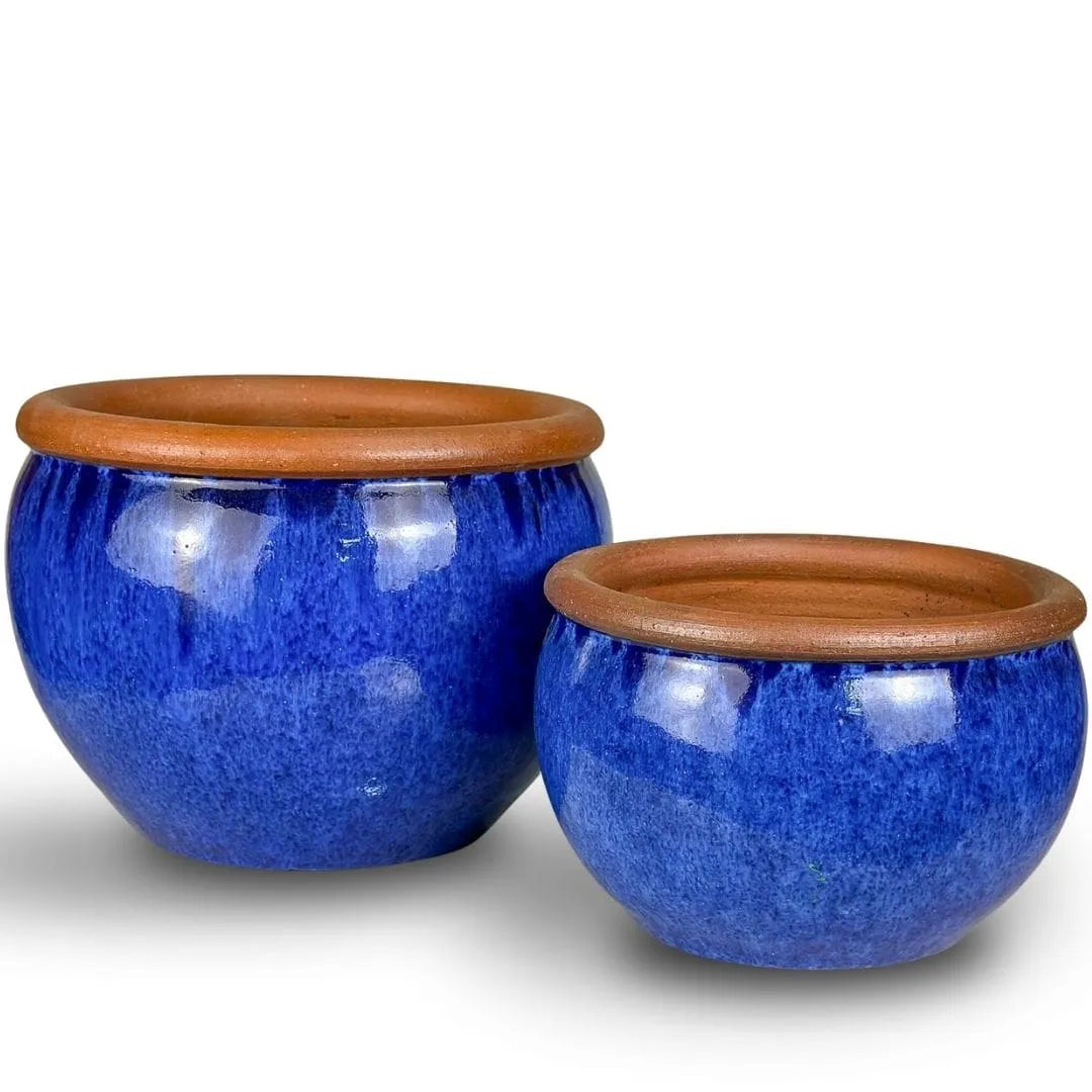 Kit 2 Vasos Cachepot em Cerâmica Esmaltada