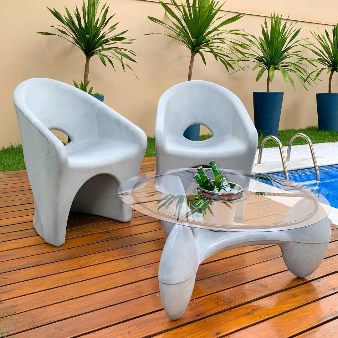 Kit Mesa de Centro com Champanheira + 2 Cadeiras Ipanema